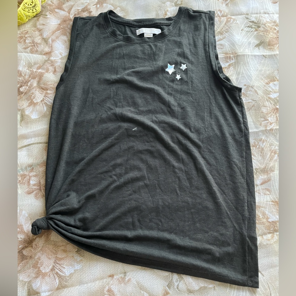 Spiritual Gangster Black Muscle Tee with Star Accents